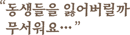 동생들을 잃어버릴까 무서워요